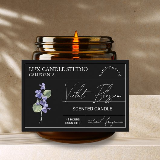 Minimal Elegante Violet Candle Jar Label Lebensmitteletikett