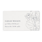 Minimal Elegante Wasserlilie Blumenkizze Adresse (Vorne)