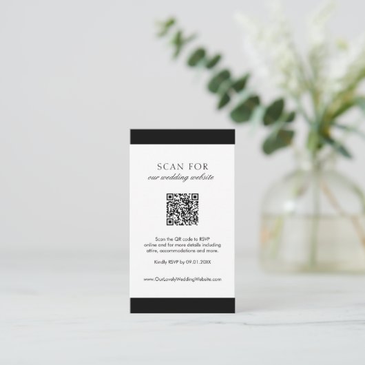 Minimal elegante Website Moderner QR Code Hochzeit Begleitkarte (Stehend Vorderseite)