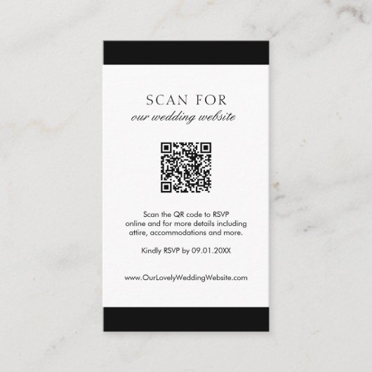 Minimal elegante Website Moderner QR Code Hochzeit Begleitkarte (Vorderseite)