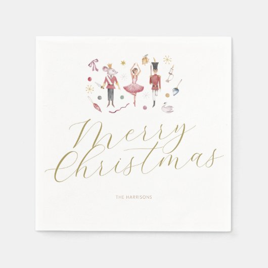 Minimal Elegante Weihnachten Der Nutcracker Urlaub Serviette (Vorderseite)