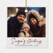 Minimal Elegante Weihnachts Foto Keramikornament (Rückseite)