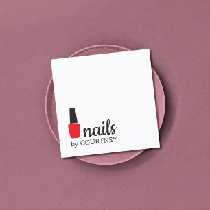 Minimal elegante weiße rote Nägel Quadratische Visitenkarte
