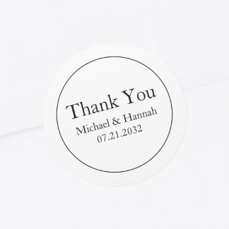 Minimal Elegante White Wedding Danke Classic Ro Runder Aufkleber