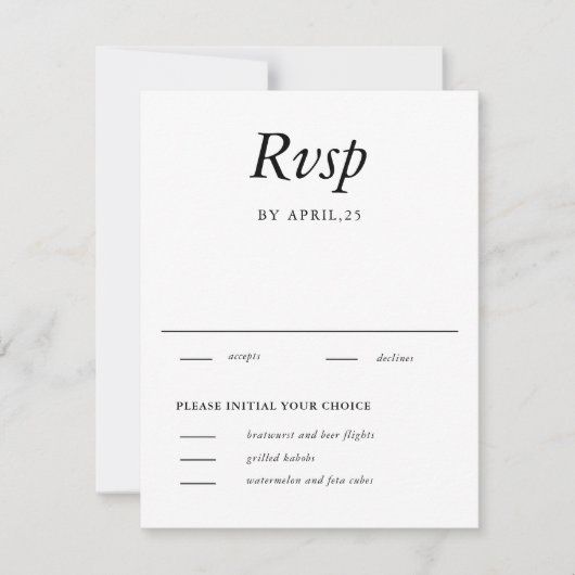 Minimal elegante White Wedding RSVP Karte (Vorderseite)