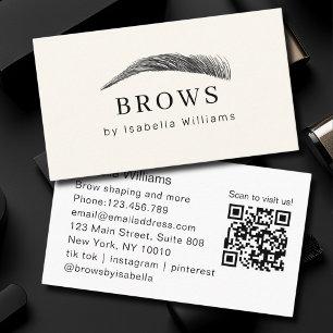 Minimal eleganter Augenbrauen-Salon QR-Code Visitenkarte