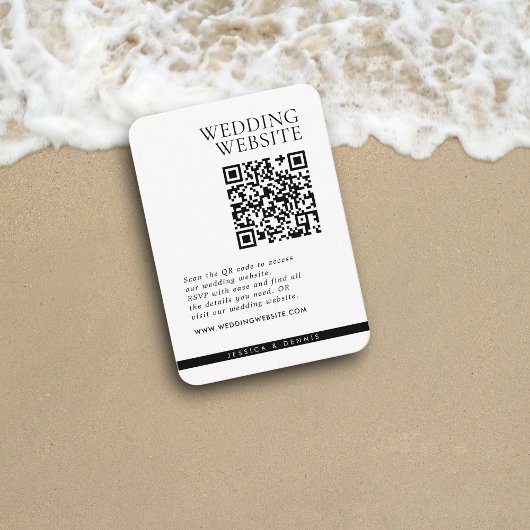 Minimal Eleganter Black and White QR Code Hochzeit Begleitkarte