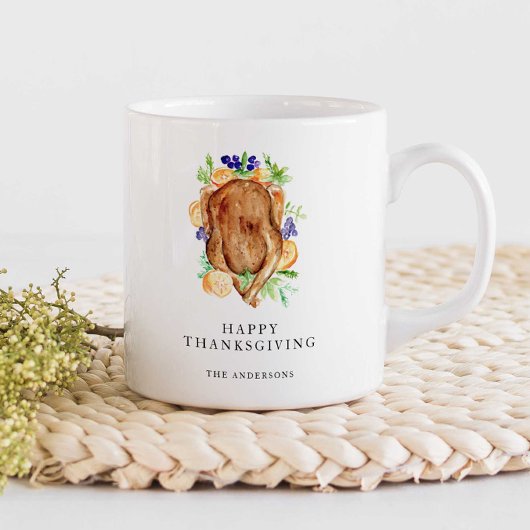 Minimal Eleganter Erntedank Abendessen Individuell Kaffeetasse