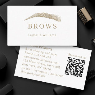 Minimal, eleganter Eyebrow-Salon QR-Code Visitenkarte