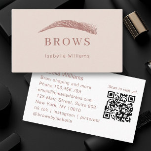 Minimal, eleganter Eyebrow-Salon QR-Code Visitenkarte