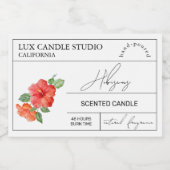 Minimal Eleganter Hibiskus Candle Jar Label Lebensmitteletikett (Einzelnes Label)