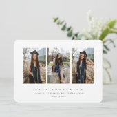 Minimal Eleganter White Triple Foto Abschluss Ankündigung (Stehend Vorderseite)