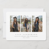 Minimal Eleganter White Triple Foto Abschluss Ankündigung (Vorderseite)