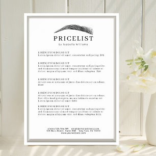 Minimal elegantes Augenbrauen-Salon-Preisverzeichn Poster