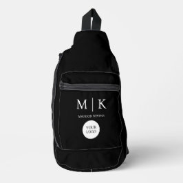 Minimal & elegantes Black & White Logo-Geschäft Crossbody Bag
