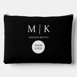 Minimal & elegantes Black & White Logo-Geschäft Zubehörtasche