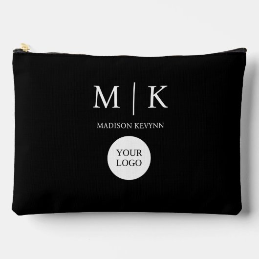 Minimal & elegantes Black & White Logo-Geschäft Zubehörtasche (Vorderseite)