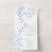 Minimal elegantes, blau gestrichenes Porzellan All In One Einladung (Innen Boden)