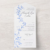 Minimal elegantes, blau gestrichenes Porzellan All In One Einladung (Innen Boden)