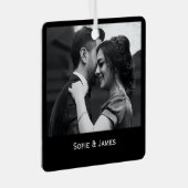 Minimal Elegantes Couple Foto Ornament Aus Metall (Vorderseite Rechts)