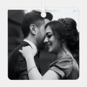 Minimal Elegantes Couple Foto Ornament Aus Metall (Rückseite)