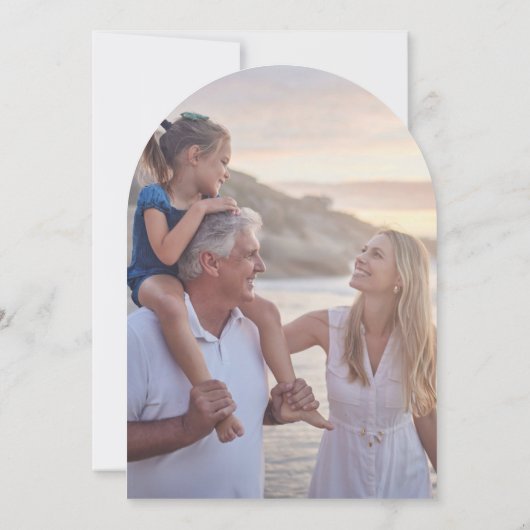 Minimal Elegantes Foto Glücklichste Arch Weihnacht Einladung (Rückseite)