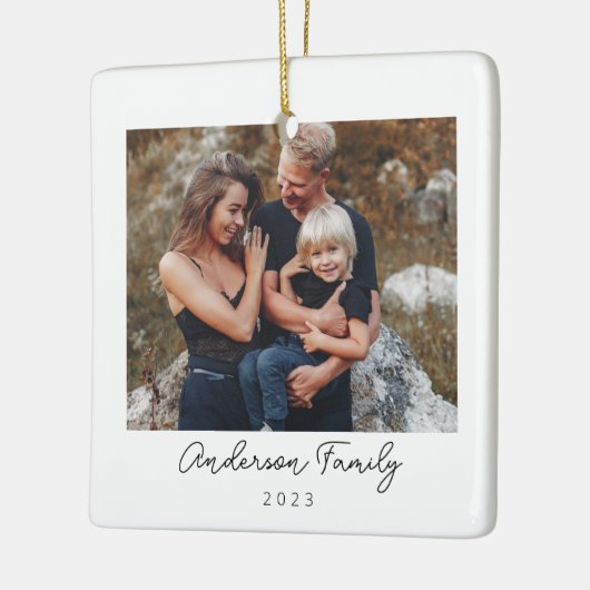 Minimal Elegantes Foto Weihnachten Keramikornament (Links)