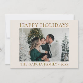 Minimal Elegantes Gold und Creme Foto Feiertagskarte