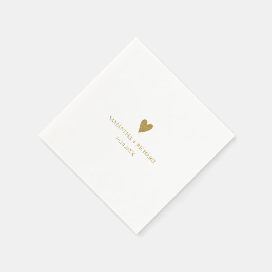 Minimal Elegantes Goldenes Herz Hochzeit Personali Serviette (Ecke)