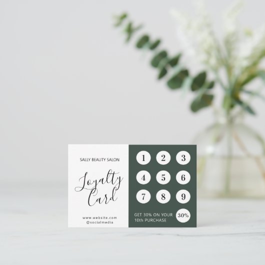 Minimal Elegantes, grünes Skript Treuekarte (Stehend Vorderseite)