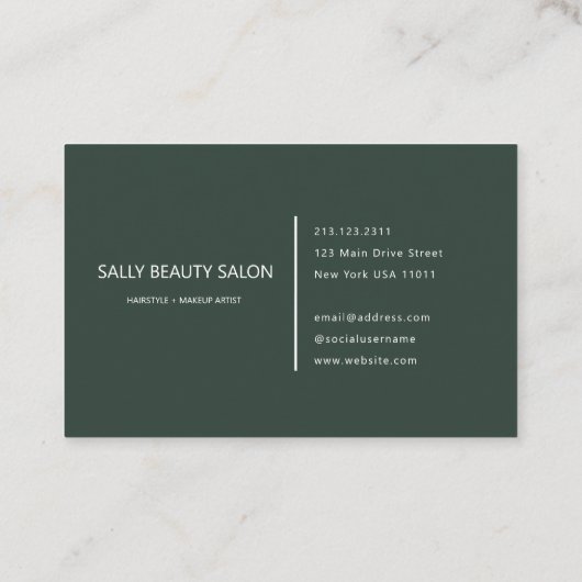 Minimal Elegantes, grünes Skript Treuekarte (Rückseite)