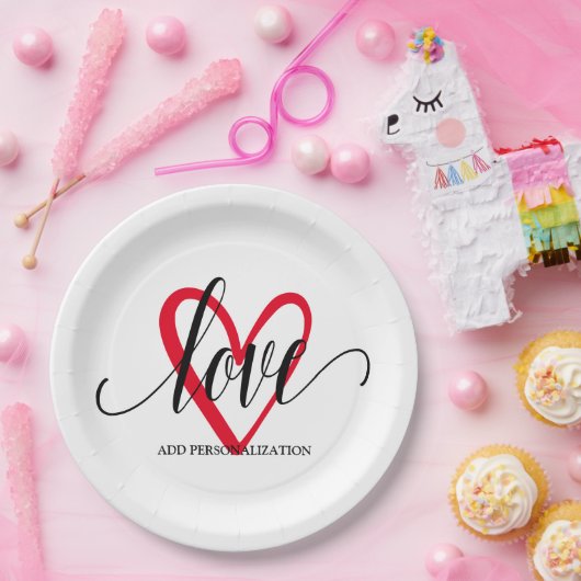 Minimal Elegantes Herz Pappteller (Party)