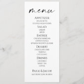 Minimal elegantes Menü auf der White Wedding Menükarte (Vorderseite)