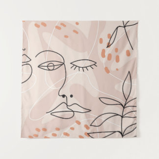 Minimal elegantes, nahtloses Muster mit einer Dra Wandteppich