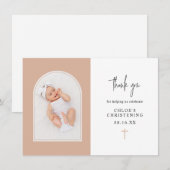 Minimal Elegantes Rosa Foto Christine  Dankeskarte (Vorne/Hinten)