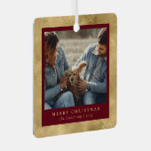 Minimal Elegantes Rot & Gold Weihnachtskuppel Foto Ornament Aus Metall (Vorderseite Rechts)