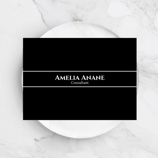 Minimal Elegantes Schwarz/Weiß-Berufliches Skript Visitenkarte