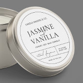 Minimal elegantes Schwarz-weißes Candle Jar Label Runder Aufkleber