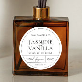 Minimal elegantes Schwarz-weißes Candle Jar Label Runder Aufkleber