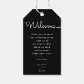 Minimal & elegantes Script-Foto Hochzeit Willkomme Geschenkanhänger (Vorderseite)