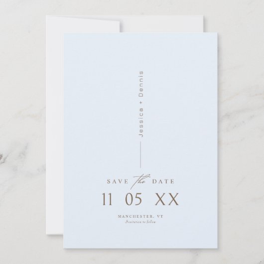 Minimal Elegantes Script Light Blue Save the Date Einladung (Vorderseite)