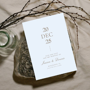 Minimal Elegantes Script Light Blue Save the Date Einladung