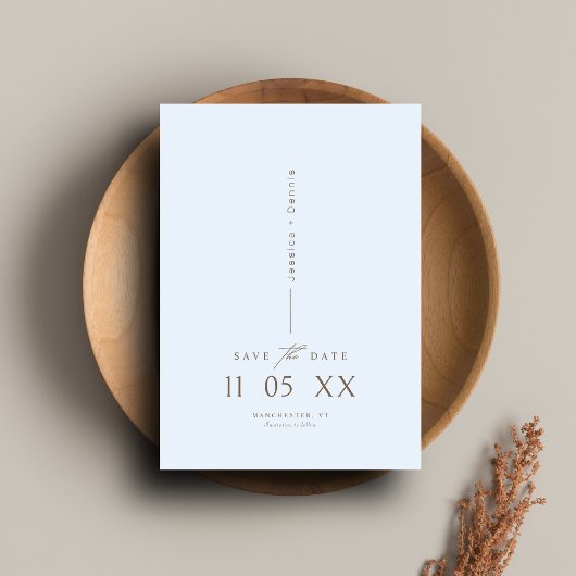 Minimal Elegantes Script Light Blue Save the Date Einladung
