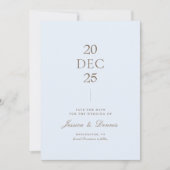 Minimal Elegantes Script Light Blue Save the Date Einladung (Vorderseite)