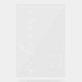 Minimal elegantes Script Transparente Hochzeit Wil Acrylschild (Vorderseite)