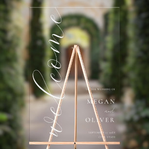 Minimal elegantes Script Transparente Hochzeit Wil Acrylschild