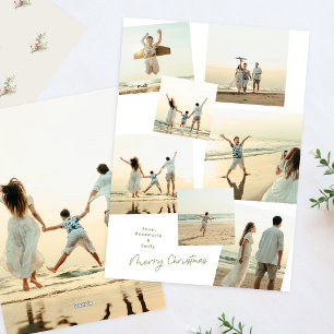 Minimal Elegantes Weihnachts-Multi-8-Fotoalbum Feiertagskarte