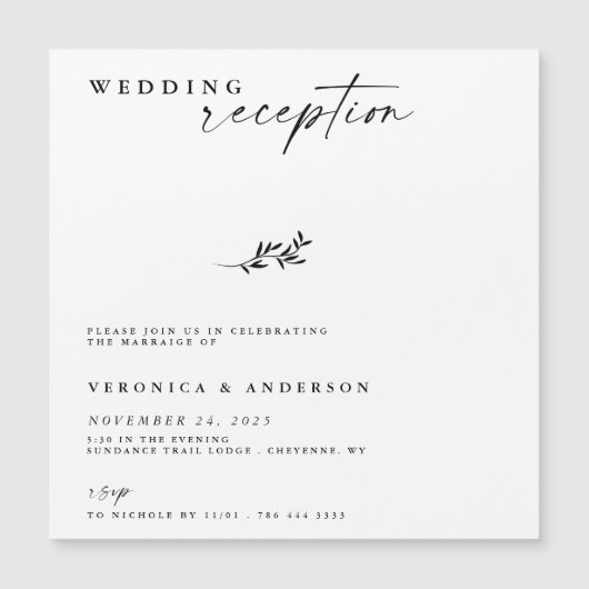 Minimal Elopement Reception Wedding Photo Invite Magnetkarte (Vorderseite)