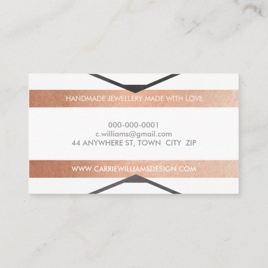 MINIMAL EMBLEM gestreiftes, einfaches Stamm-Rose-G Visitenkarte (Rückseite)