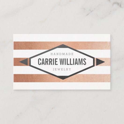 MINIMAL EMBLEM gestreiftes, einfaches Stamm-Rose-G Visitenkarte (Vorderseite)